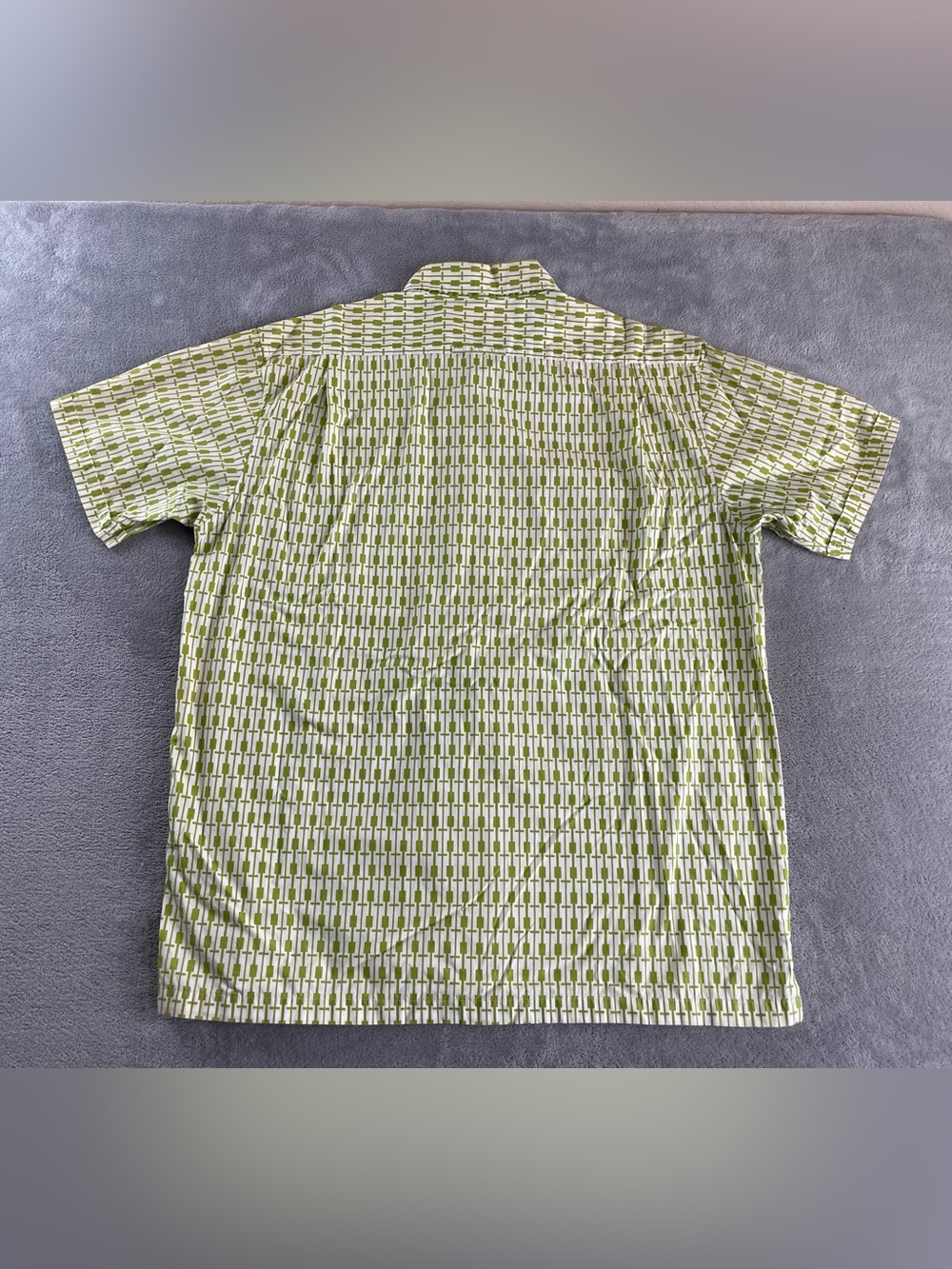 Ben Sherman Retro Art Deco Mens XL (4) Short Sleeved Button Shirt Green Cotton - Picture 7 of 9